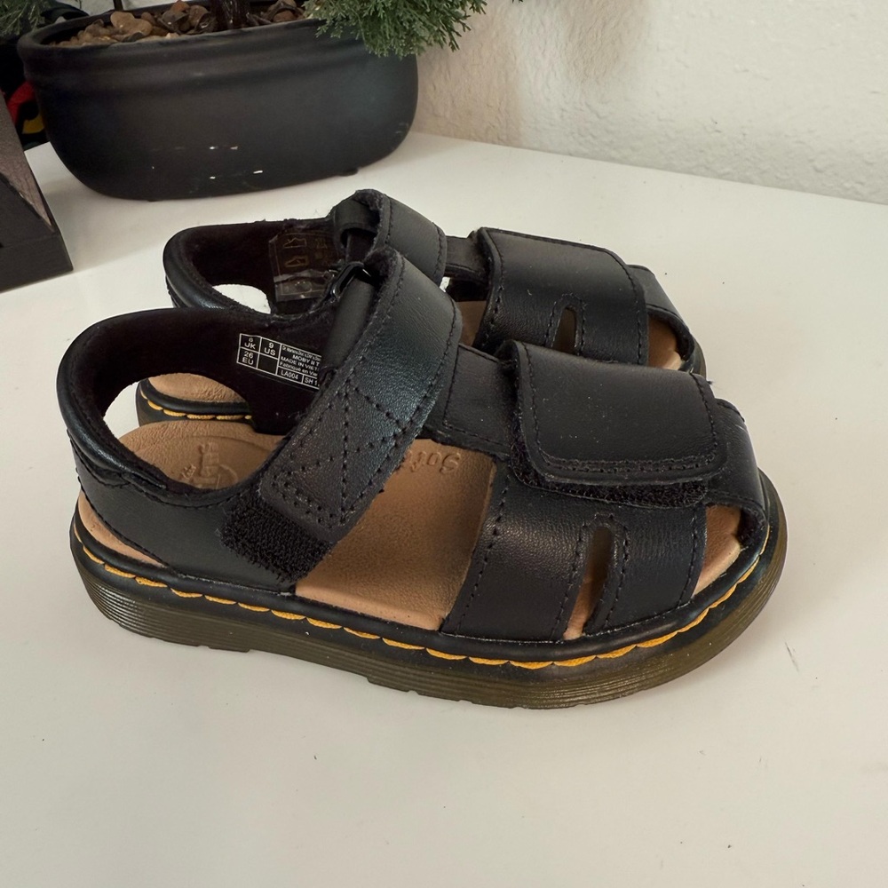 Dr. Martens Kids Black Leather Sandals